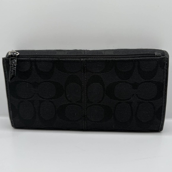 COACH Signature Canvas Jacquard Patent Wallet - Picture 2 of 11